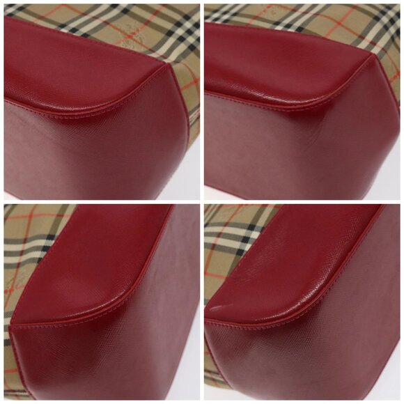 BURBERRY Nova Check Hand Bag Canvas Beige Gold Auth - Picture 15 of 16